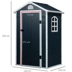 Best Rootz Redskabsskur - Haveskur - Redskabsskur - Ventilationsvindue - Penttag - Metal - Grå - 134 x 104 x 204 cm Skure, Garager & Carports