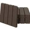 Best Rootz terrassefliser - Gulvfliser - Sæt med 9 gulvfliser - Klikmekanisme - Trækorn - PP Plast - Brun - 30 x 30 x 2 cm Havedekorationer