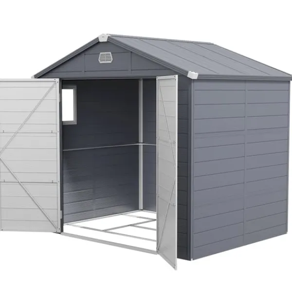 Skure, Garager & Carports^Rootz Tool Shed - Garden Shed - Ventileret opbevaring - Fugtbestandig - 240 cm x 190 cm x 180/228 cm - Grå