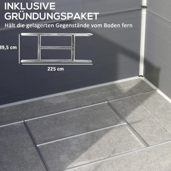 Skure, Garager & Carports^Rootz Tool Shed - Garden Shed - Ventileret opbevaring - Fugtbestandig - 240 cm x 190 cm x 180/228 cm - Grå