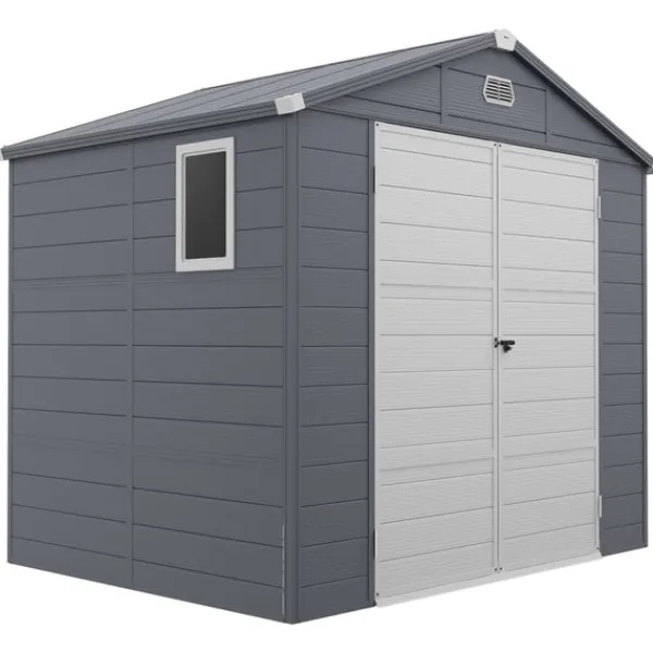 Skure, Garager & Carports^Rootz Tool Shed - Garden Shed - Ventileret opbevaring - Fugtbestandig - 240 cm x 190 cm x 180/228 cm - Grå