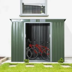 Discount Rootz Tool Shed - Garden Shed - Opbevaringsskur - Holdbar og ventileret - 213 x 130 x 159 cm - Grøn Skure, Garager & Carports