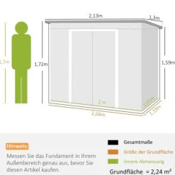 Discount Rootz Tool Shed - Garden Shed - Opbevaringsskur - Holdbar og ventileret - 213 x 130 x 159 cm - Grøn Skure, Garager & Carports