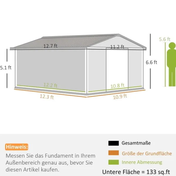 Skure, Garager & Carports^Rootz Tool Shed - Weatherboof Garden Shed - Udendørs opbevaring - Ventileret stålskur - 340 cm x 386 cm x 200 cm