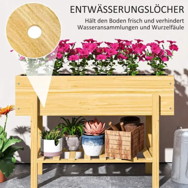 Online Rootz Træblomsterboks - hævet planter - Haveseng - Fleece -foring - Sund jord - 100 x 30 x 70,5 cm Plantningsbænke