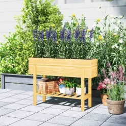 Online Rootz Træblomsterboks - hævet planter - Haveseng - Fleece -foring - Sund jord - 100 x 30 x 70,5 cm Plantningsbænke