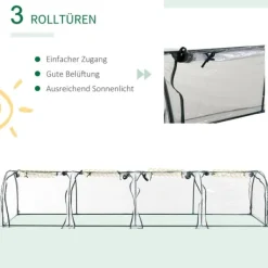 New Rootz Tunnel Drivhus - Plantehus - Havedrivhus - Høj stabilitet - Nem adgang - Let og bærbar - 395 cm x 100 cm x 80 cm - Stålramme Drivhus