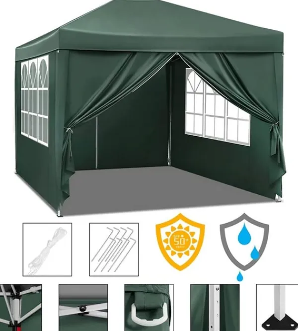Telte & Lysthuse^Rootz Ultimate Outdoor Gazebo - Event Pavillion - Vejrbestandig baldakin - Robust og rustsikker, UV- og regnbeskyttelse, nem opsætning - 3x3m