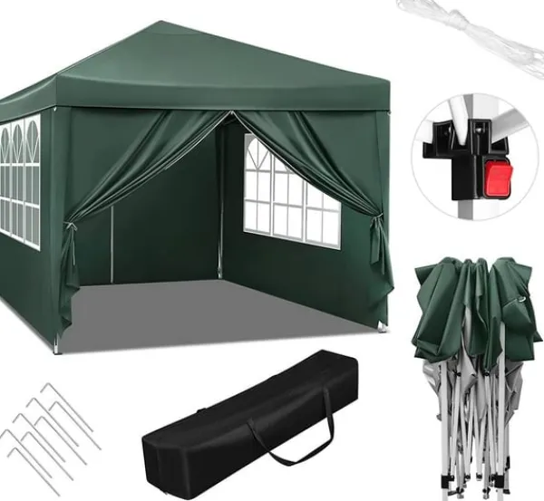 Telte & Lysthuse^Rootz Ultimate Outdoor Gazebo - Event Pavillion - Vejrbestandig baldakin - Robust og rustsikker, UV- og regnbeskyttelse, nem opsætning - 3x3m