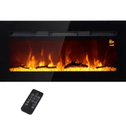 Hot Rootz vægmonteret elektrisk pejs - Indendørs varmelegeme - Kunstigt brænde - Justerbar varme 1800W - 91,4 cm x 15,8 cm x 45 cm Pejse