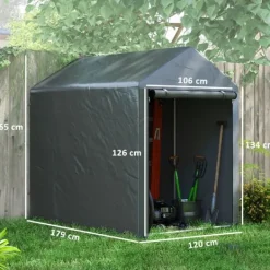 Skure, Garager & Carports^Rootz Værktøjsskur - Udendørs opbevaring - Cykelskur - Motorcykelgarage - UV-resistent presenning - Galvaniseret stål - 120 cm x 179 cm x 165 cm