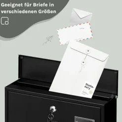 Postkasser & Brevindkast^Rootz Wall Mailbox - Outdoor Letterbox - Locking Mail Holder - Rust -resistente, Privacy Secure - 37x37x10,5 cm sort