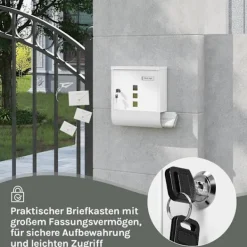 Outlet Rootz White Mailbox - Vægmonteret postkasse - Sikkert låsesystem - Galvaniseret stål - 30,6 x 33,5 x 10 cm Postkasser & Brevindkast
