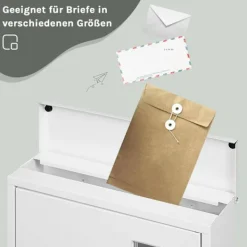 Outlet Rootz White Mailbox - Vægmonteret postkasse - Sikkert låsesystem - Galvaniseret stål - 30,6 x 33,5 x 10 cm Postkasser & Brevindkast
