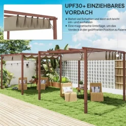 Best ROOTZ 3X3 M Garden Pergola - Terrasse baldakin - gårdhaveafdækning - UPF30+ solbeskyttelse - aluminiumsramme - 299x296x232 cm Buer, Spalier, Lysthuse Uden Tag