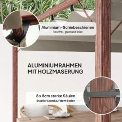 Best ROOTZ 3X3 M Garden Pergola - Terrasse baldakin - gårdhaveafdækning - UPF30+ solbeskyttelse - aluminiumsramme - 299x296x232 cm Buer, Spalier, Lysthuse Uden Tag