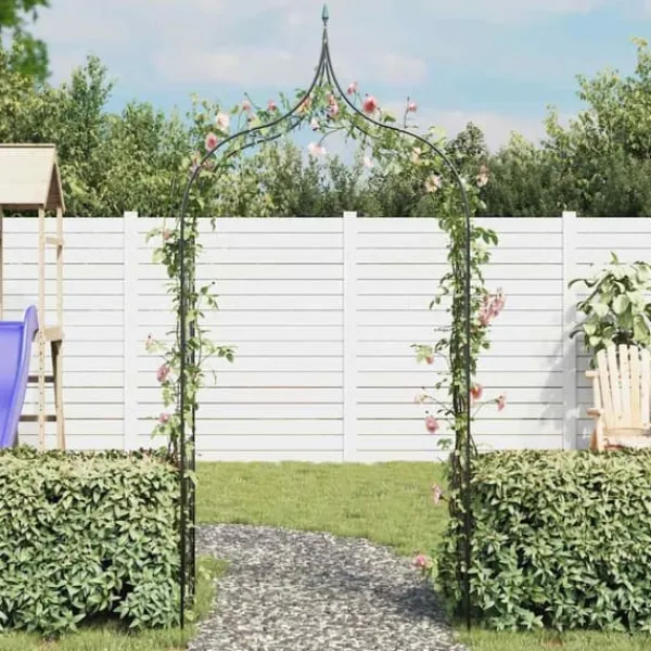 Discount Rosenbue med spydspidsdesign - Havebue i mørkegrøn | Størrelse: 129x283 cm Buer, Spalier, Lysthuse Uden Tag