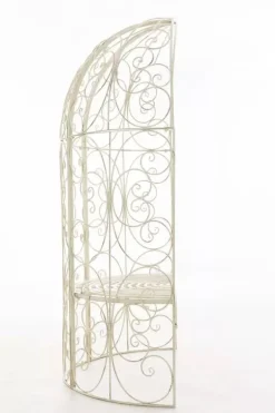 Discount Rosie Half Gazebo Pavilion with Bench - Antique Cream Metal Garden Trellis, 178 cm H Buer, Spalier, Lysthuse Uden Tag