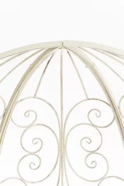 Discount Rosie Half Gazebo Pavilion with Bench - Antique Cream Metal Garden Trellis, 178 cm H Buer, Spalier, Lysthuse Uden Tag