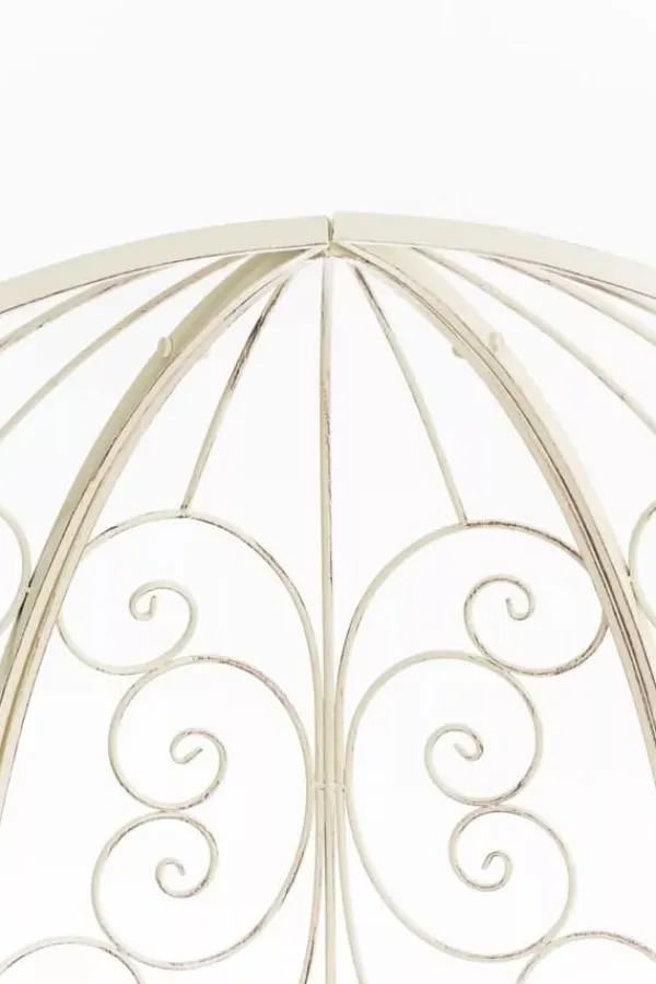 Discount Rosie Half Gazebo Pavilion with Bench - Antique Cream Metal Garden Trellis, 178 cm H Buer, Spalier, Lysthuse Uden Tag