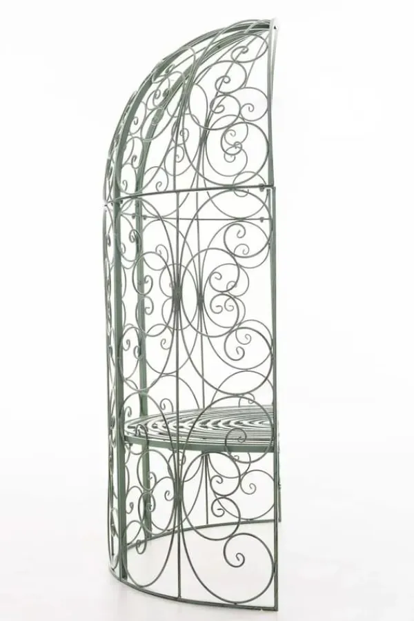 Buer, Spalier, Lysthuse Uden Tag^Rosie Half Gazebo with Bench, Antique Green Metal Trellis for Climbing Plants, 178cm Height