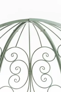 Buer, Spalier, Lysthuse Uden Tag^Rosie Half Gazebo with Bench, Antique Green Metal Trellis for Climbing Plants, 178cm Height