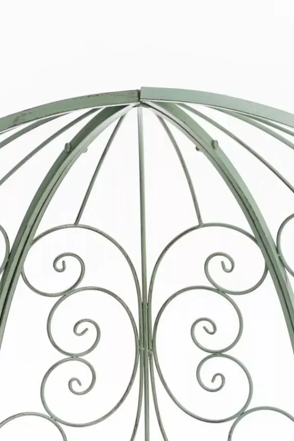 Buer, Spalier, Lysthuse Uden Tag^Rosie Half Gazebo with Bench, Antique Green Metal Trellis for Climbing Plants, 178cm Height