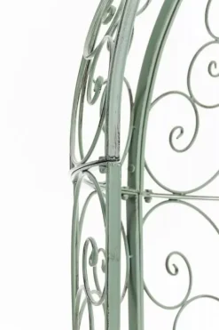 Buer, Spalier, Lysthuse Uden Tag^Rosie Half Gazebo with Bench, Antique Green Metal Trellis for Climbing Plants, 178cm Height