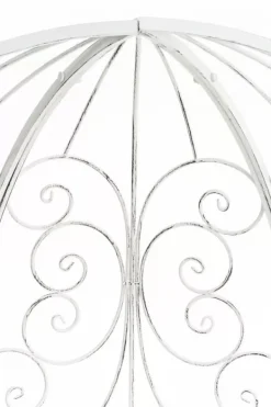 Online Rosie Half Gazebo with Bench - Antique White Metal Garden Trellis Pavilion Buer, Spalier, Lysthuse Uden Tag