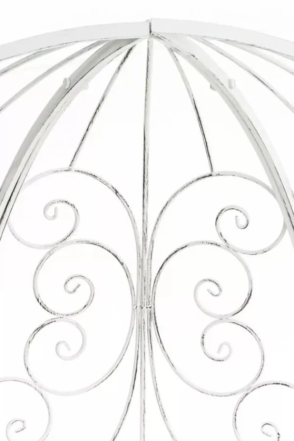 Online Rosie Half Gazebo with Bench - Antique White Metal Garden Trellis Pavilion Buer, Spalier, Lysthuse Uden Tag