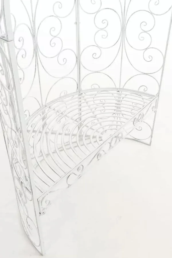 Online Rosie Half Gazebo with Bench - Antique White Metal Garden Trellis Pavilion Buer, Spalier, Lysthuse Uden Tag