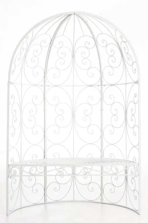 Buer, Spalier, Lysthuse Uden Tag^Rosie White Metal Half Gazebo with Bench - Garden Trellis Pavilion for Climbing Plants, 178cm H x 120cm W
