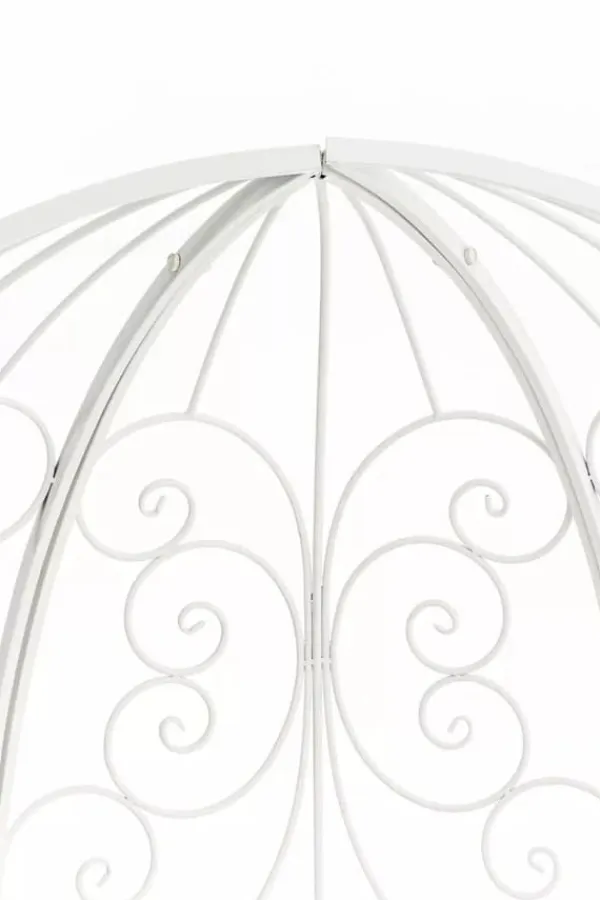 Buer, Spalier, Lysthuse Uden Tag^Rosie White Metal Half Gazebo with Bench - Garden Trellis Pavilion for Climbing Plants, 178cm H x 120cm W