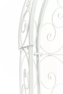 Buer, Spalier, Lysthuse Uden Tag^Rosie White Metal Half Gazebo with Bench - Garden Trellis Pavilion for Climbing Plants, 178cm H x 120cm W