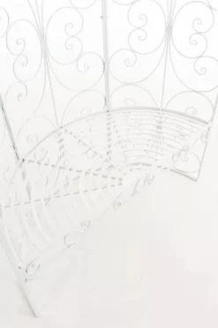 Buer, Spalier, Lysthuse Uden Tag^Rosie White Metal Half Gazebo with Bench - Garden Trellis Pavilion for Climbing Plants, 178cm H x 120cm W