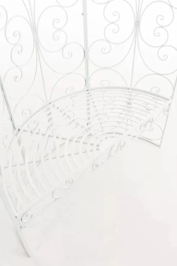 Buer, Spalier, Lysthuse Uden Tag^Rosie White Metal Half Gazebo with Bench - Garden Trellis Pavilion for Climbing Plants, 178cm H x 120cm W