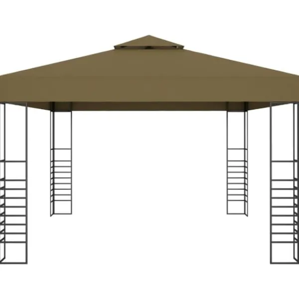 Telte & Lysthuse^Rummelig pavillon 3x4 m - Ventileret festtelt med stålkonstruktion | Farve: Gråbrun | Størrelse: 3x4 m