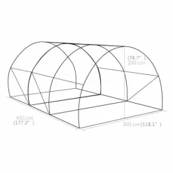 Clearance Rummeligt drivhus 3,5 m² med rustfrit stålstel | 450x300x200 cm Drivhus