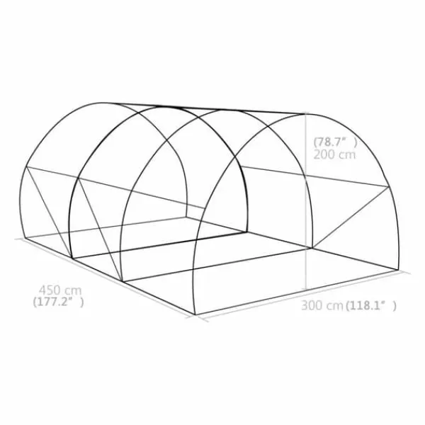 Clearance Rummeligt drivhus 3,5 m² med rustfrit stålstel | 450x300x200 cm Drivhus