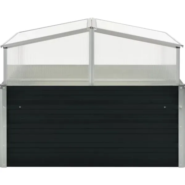 Drivhus^Rummeligt drivhus i galvaniseret stål - Havedrivhus | Farve: Antracitgrå | Størrelse: 100x100x77 cm