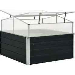 Drivhus^Rummeligt drivhus i galvaniseret stål - Havedrivhus | Farve: Antracitgrå | Størrelse: 100x100x77 cm