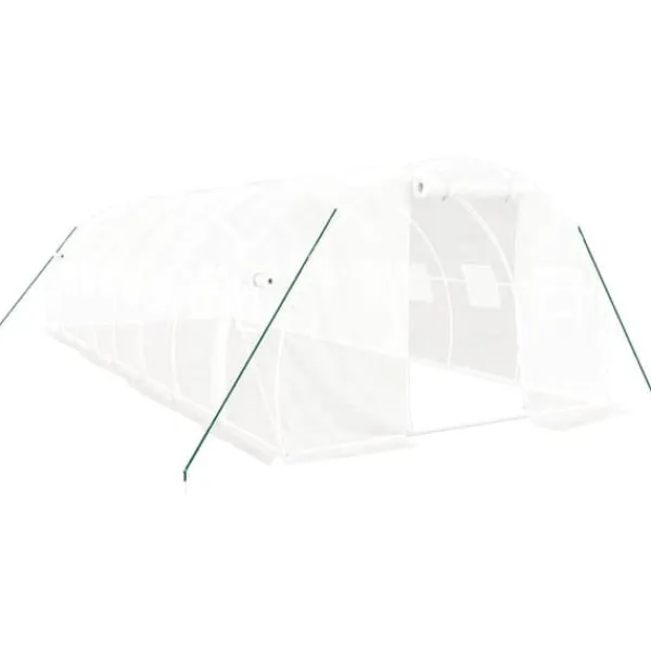 Drivhus^Rummeligt drivhus med stålstel - Beskyt dine planter | Størrelse: 24 m² | 8x3x2 m | Farve: Hvid