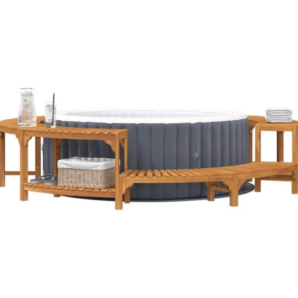 Best Rund Bubble Bath Indhegning i Akacietræ - Elegant & Vejrresistent | Ø255 cm | Farve: Brun Spa & Udendørsbad