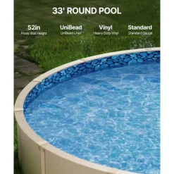 New Rund Pool Liner 33ft, Unibead Style Pool Liner, 52in væghøjde Pool- & Spatilbehør