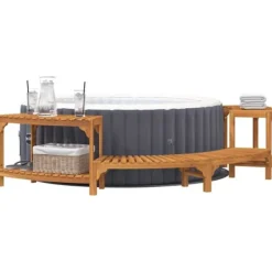 Spa & Udendørsbad^Rund udendørs spabad omkreds i solid akacietræ | Størrelse: 272 x 120 x 55.5 cm | Farve: Brun