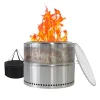 Rustfrit stålbålsted, foldbart træfyret BBQ-bålsted, bærbart til udendørs brug Pejse