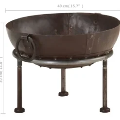 Pejse^Rustikt bålfad Ø40 cm i jern - Ideelt til haven | Farve: Rust | Størrelse: Ø40 cm