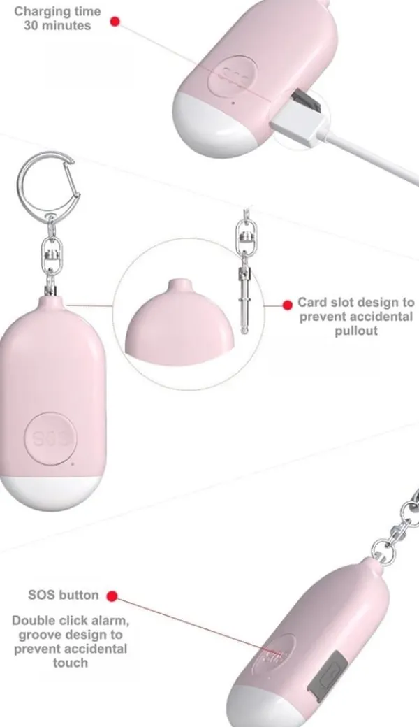Outlet Safe n Sound Överfallslarm, Rosa Hjemmealarmsystemer