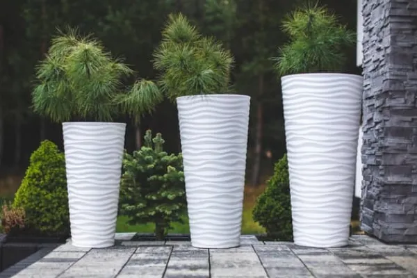 Krukker & Plantebeholdere^Sahara Dunes Slim 30 Rund Blomsterpotte | Hvid