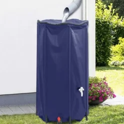 Sammenfoldelig vandtank med hane - Regnvandsbeholder | Kapacitet: 250 L | Materiale: PVC Regntønder